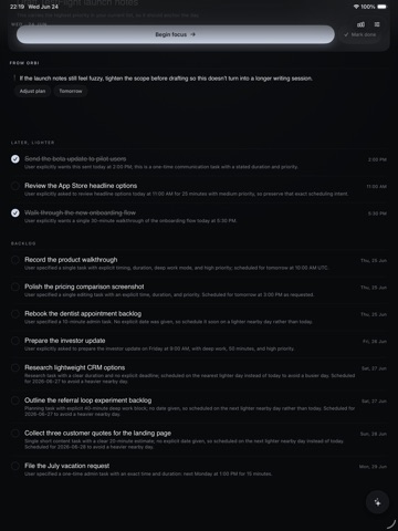 Orbi: AI Daily Planner iPad screenshot