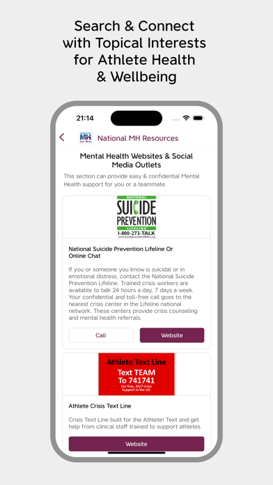 Athlete Mental Health Link Screenshot