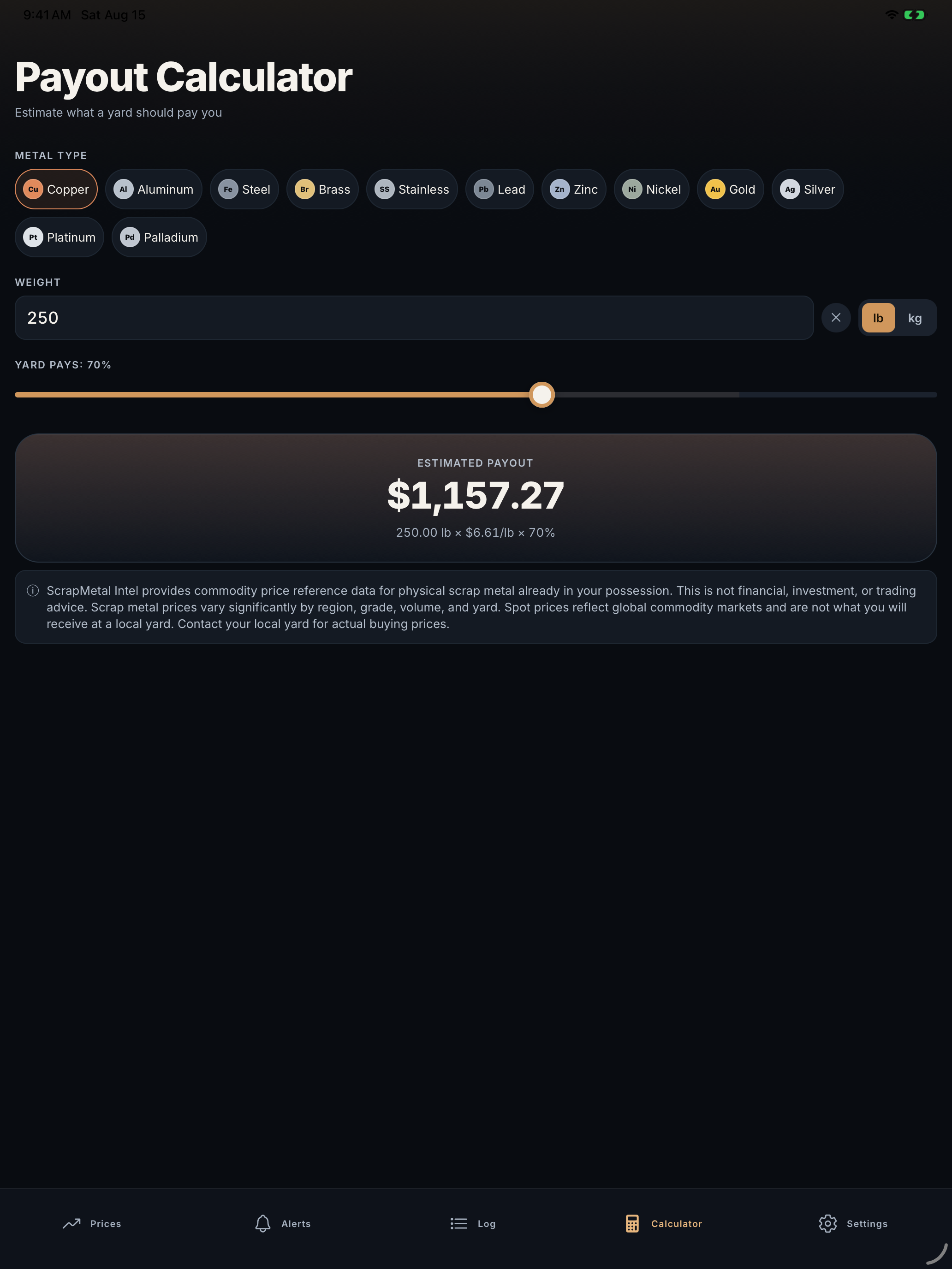 Scrap Metal Intel: Live Prices screenshot 8