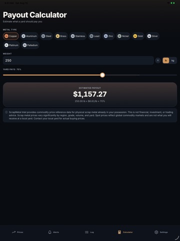 Scrap Metal Intel: Live Prices iPad screenshot