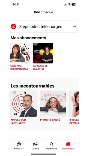 Capture d'écran de RFI Pure Radio sur iPhone 5