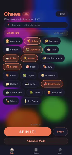 Chews — Restaurant Picker screenshot 1