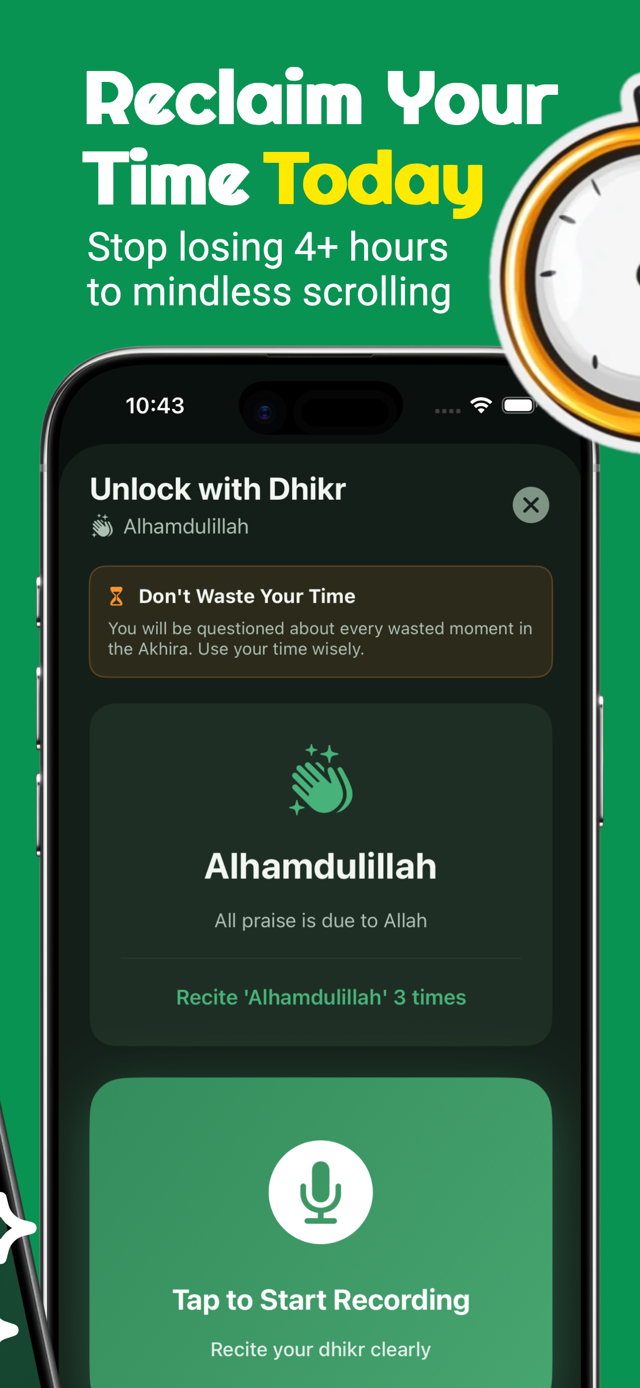 ScrollDeeds: Dhikr Focus