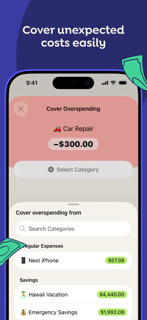 YNAB - Effectively address unexpected costs by utilizing the 'Cover Overspending' tool, which allows reallocation from categories like 'Emergency Savings' to mitigate budget impacts.