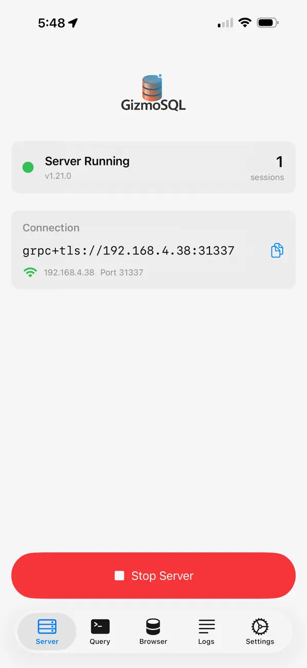 Screenshot #1 pour GizmoSQL