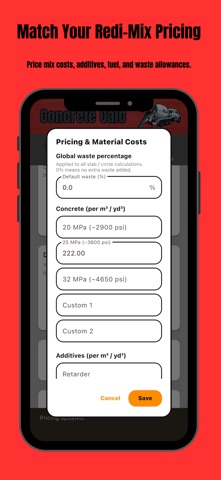 Concrete Jobsite Calculator iPhone screenshot