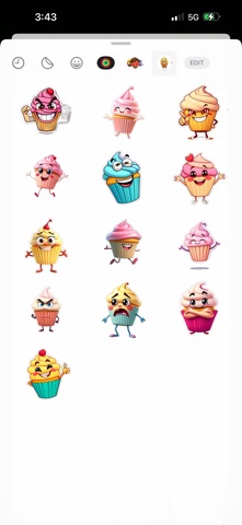 Wiggly Cupcake Stickers iPhone screenshot