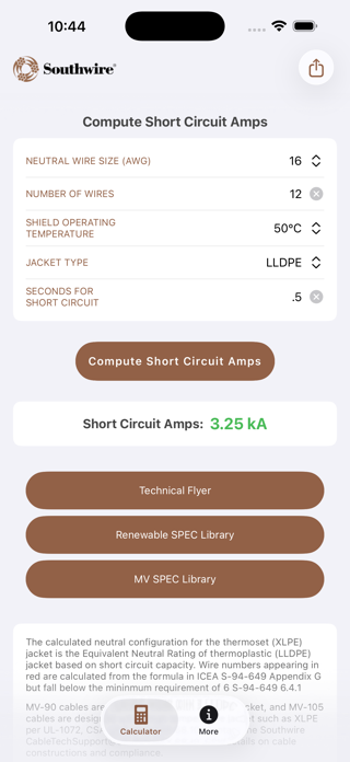 Concentric Neutral Calculator Screenshot 3 of 3