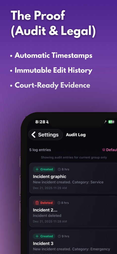 Evidence Tracker: Incident Log - Productivity App | MWM