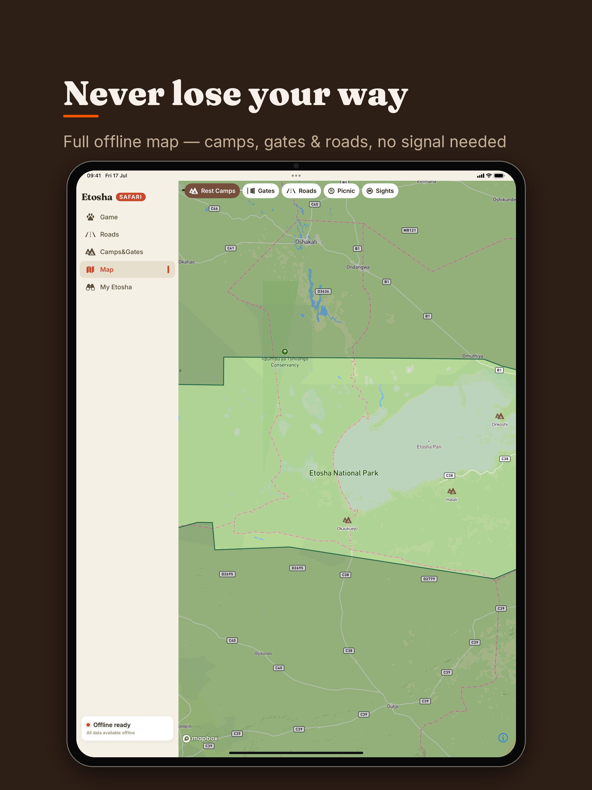Etosha Safari: Map & Guide screenshot 9