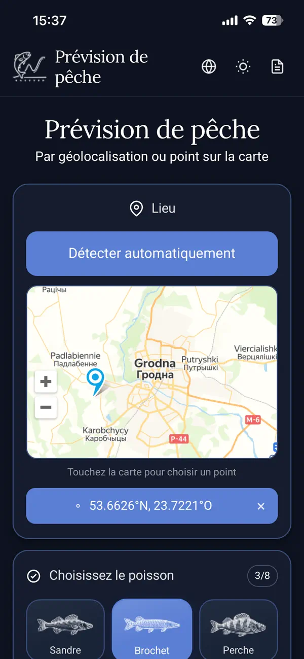 Screenshot #1 pour Prévision de pêche