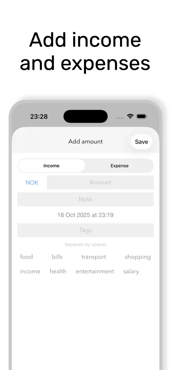 #3. Cashier - minimal budget app (iOS) By: Erlend Madsen