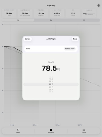 Trajectory: Weight Tracker iPad screenshot