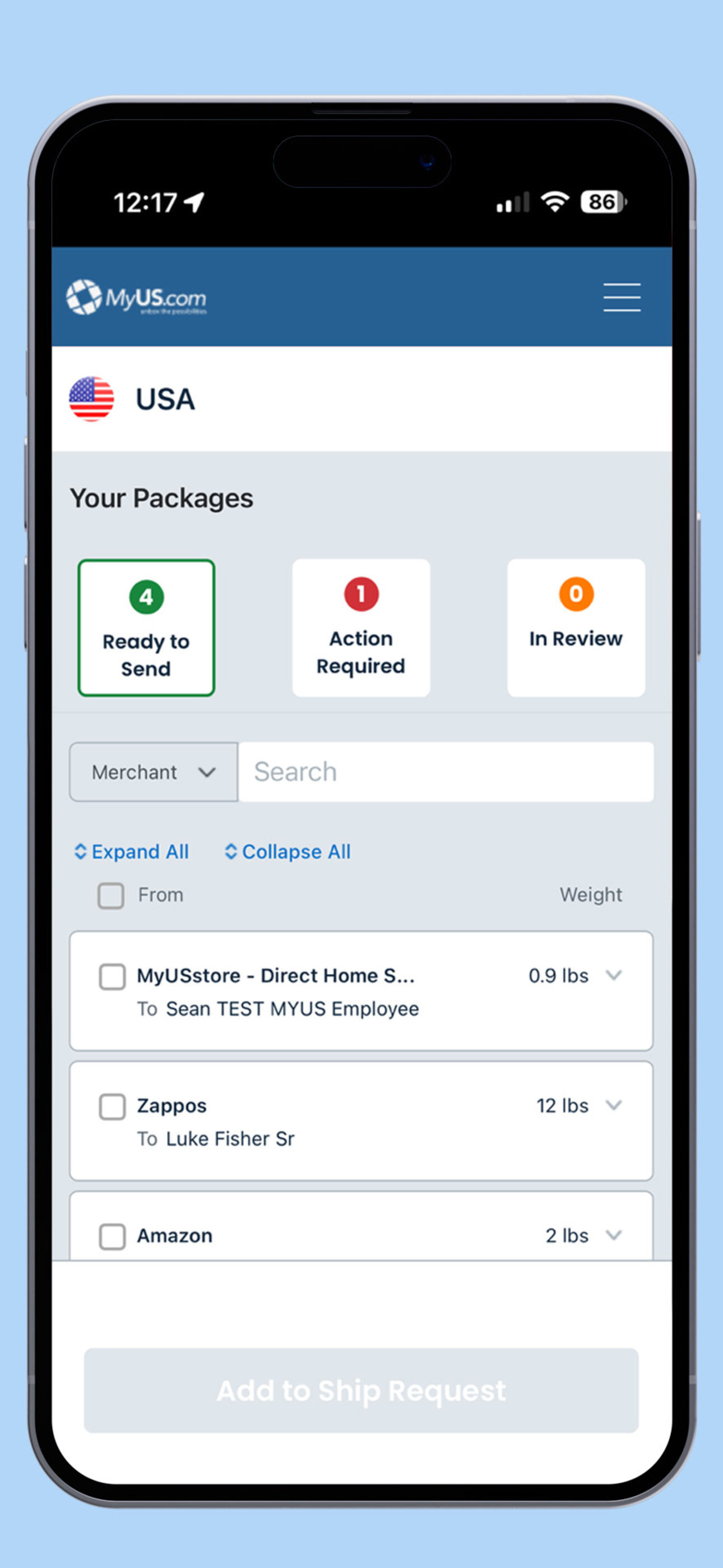 MyUS Global Shipping App