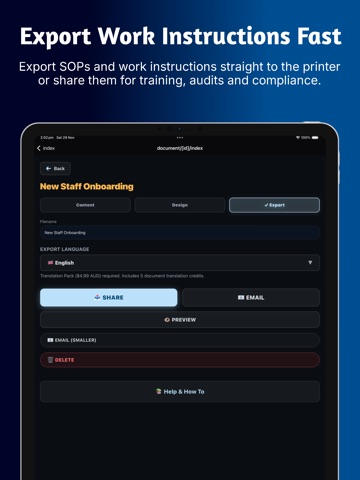 Quick SOP: Work Instructions iPad screenshot