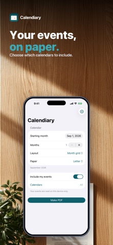 Calendiary: Print Calendar iPhone screenshot
