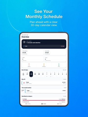 Submos - Subscription Tracker iPad screenshot