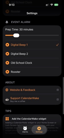CalendarWake iPhone screenshot