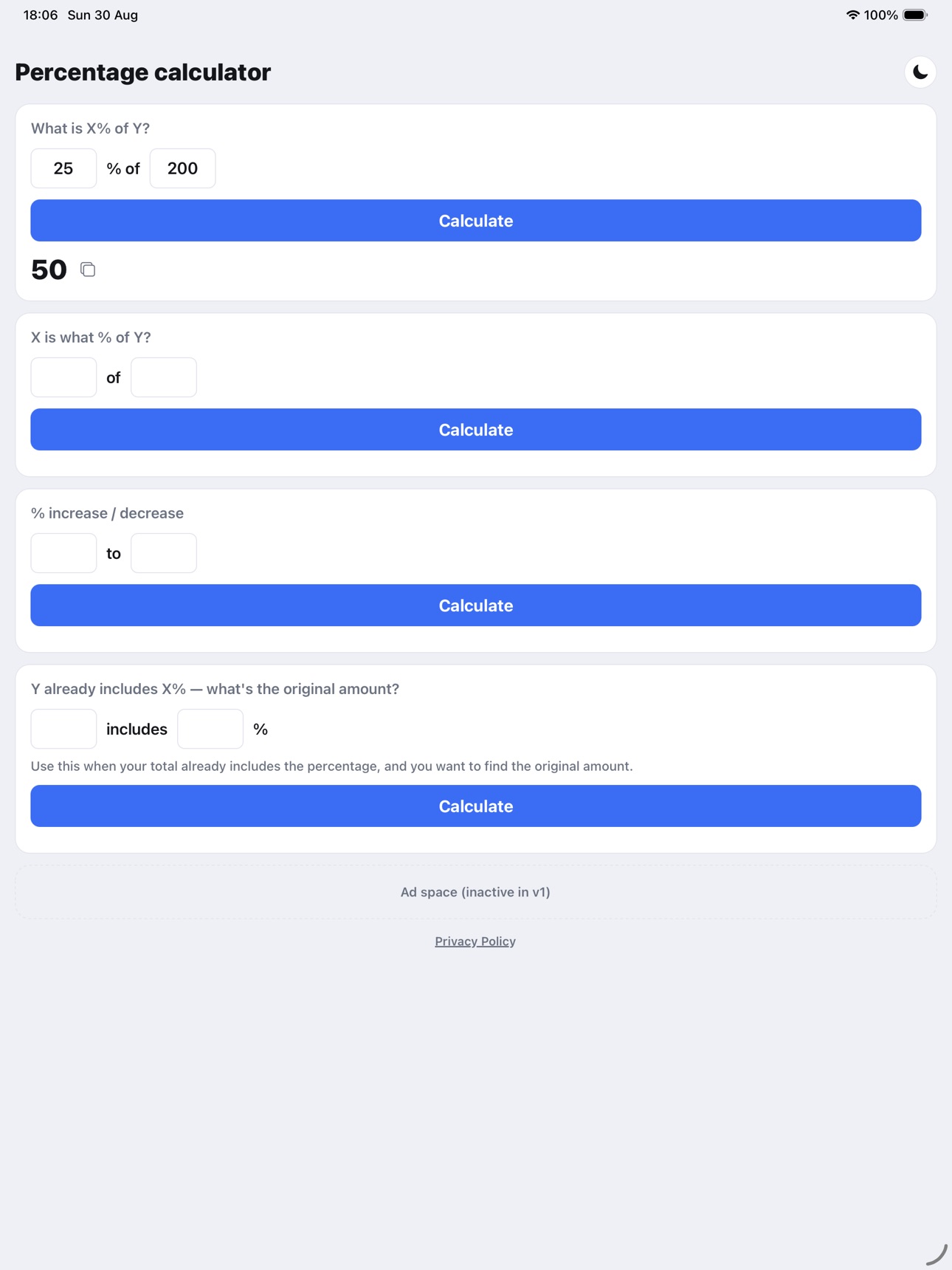 Screenshot 8 of Easy Percentage Calculator