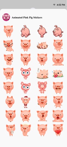 Animated Pink Pig Stickers iPhone screenshot