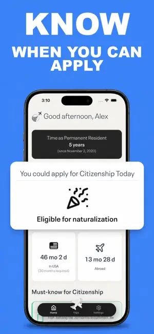 Green Card Trips - USA Tracker screenshot 1