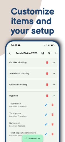 Bike-Packing App screenshot
