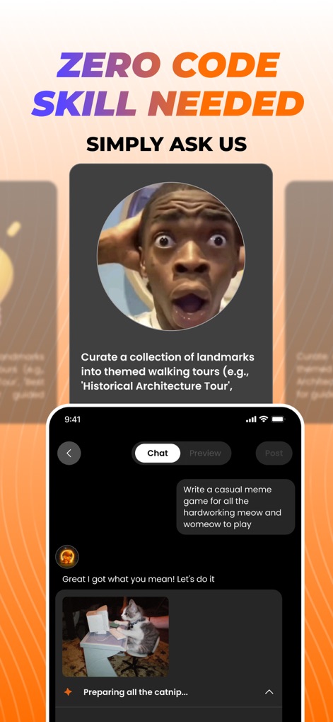 Rezona: AI Game Maker - Discover the power of AI-driven game creation through the conversational chat interface and instant text-to-game generation, eliminating the need for coding skills.