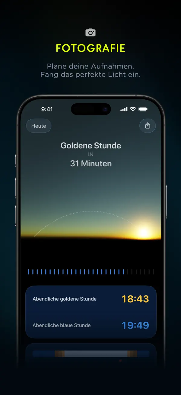 Lumy, Sonnentracker Fotografie iPhone App Screenshot 4 – Foto & Video