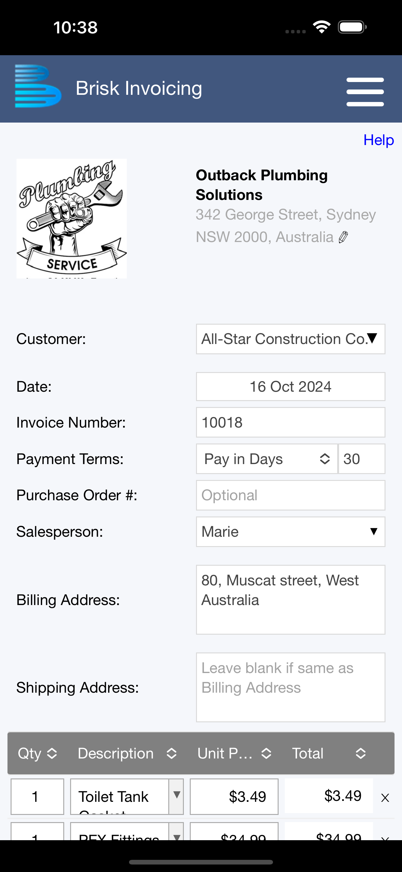 Brisk Invoicing