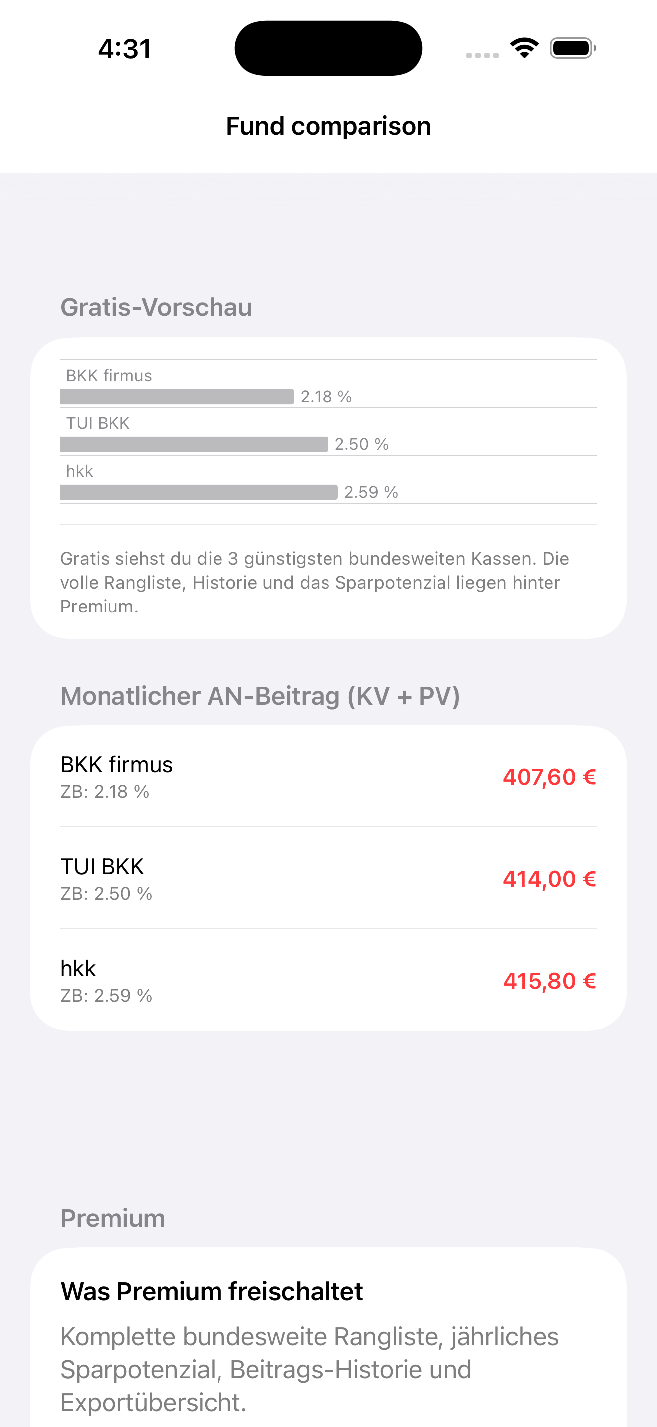 Krankenkasse Rechner 2026 screenshot 3