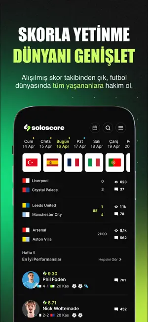 Soloscore: Sosyal & Canlı Skor iPhone screenshot 1