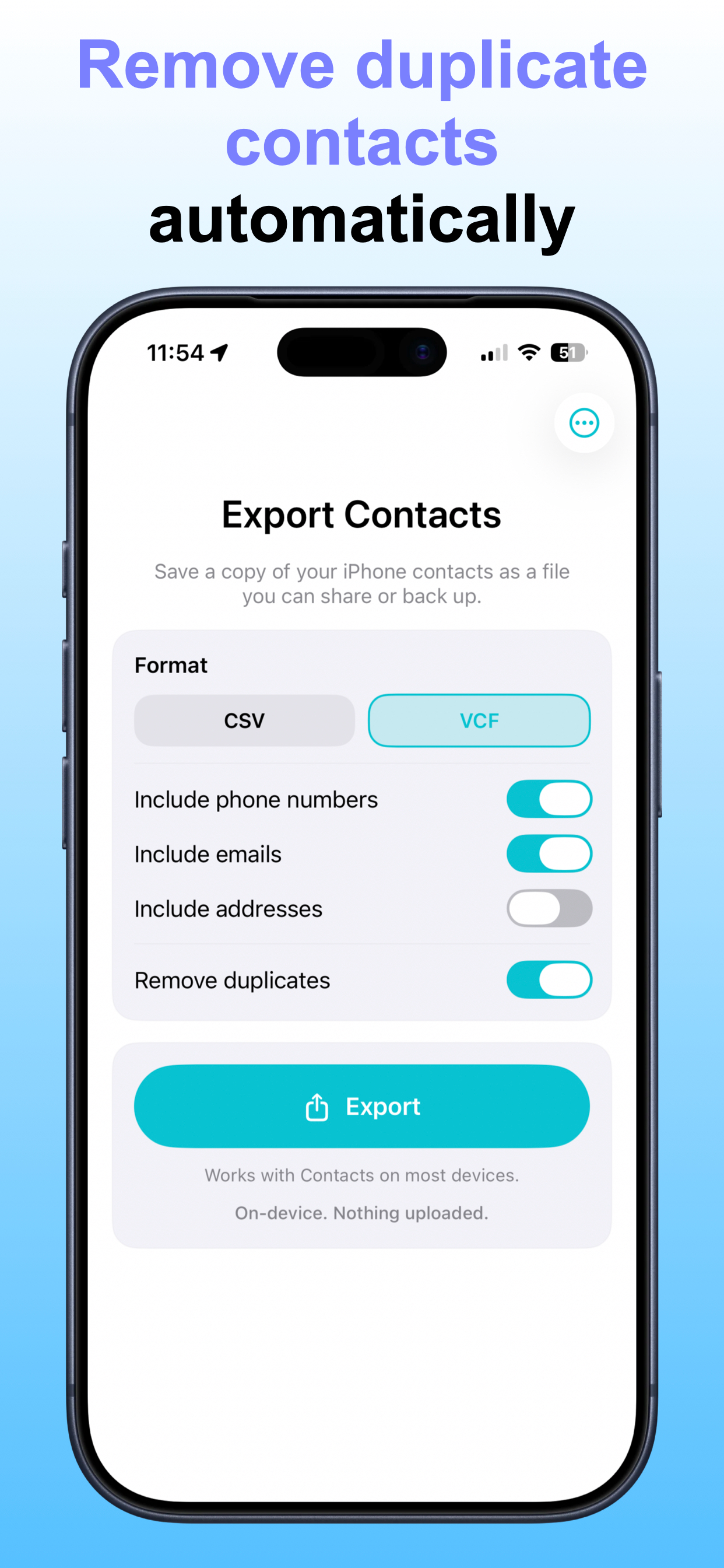 Export Contacts - CSV & VCF screenshot 3