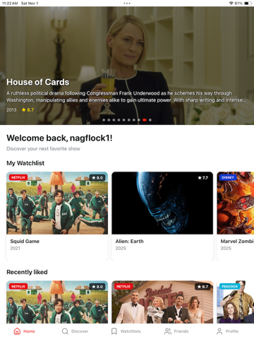 Flock - Watchlist Sharing App iPad screenshot 3 - Entertainment app