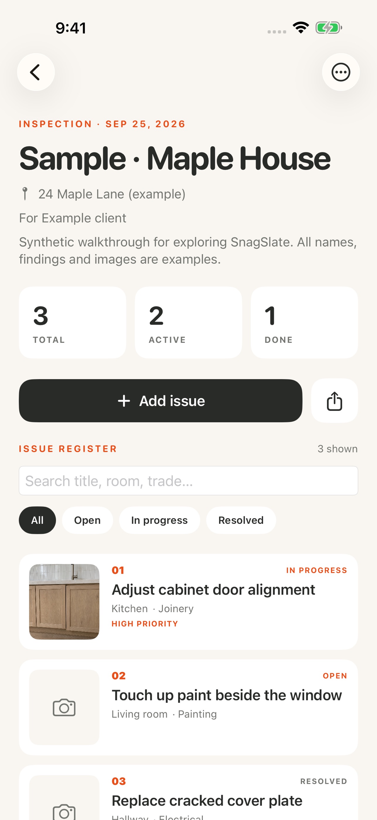 Screenshot 3 of SnagSlate: Punch List