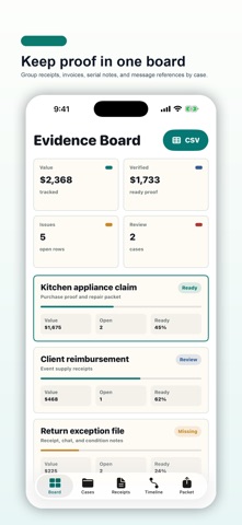 Receipt Evidence Board のスクリーンショット
