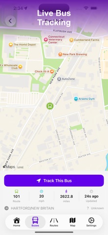 CT Bus - Live Bus Tracker iPhone screenshot