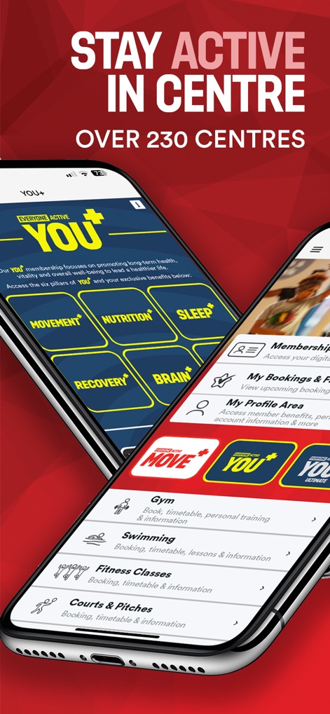 Everyone Active - The app streamlines the booking of gym activities and highlights the exclusive 'YOU+' membership benefits for a complete wellness journey.