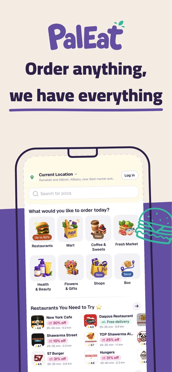 Screenshot #1 pour PalEat: Food, Mart & Delivery
