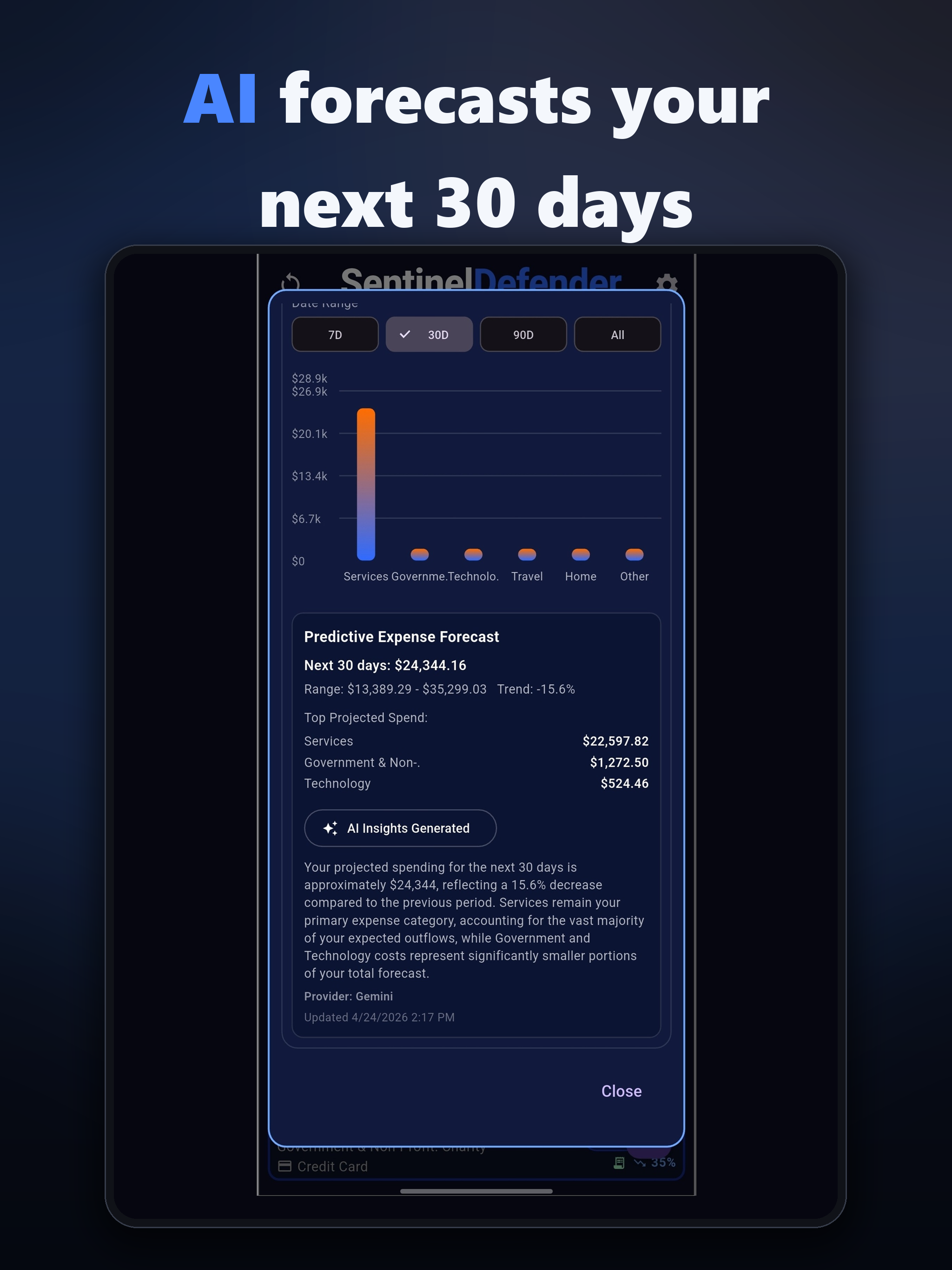 Sentinel Defender AI Budgeting screenshot 5