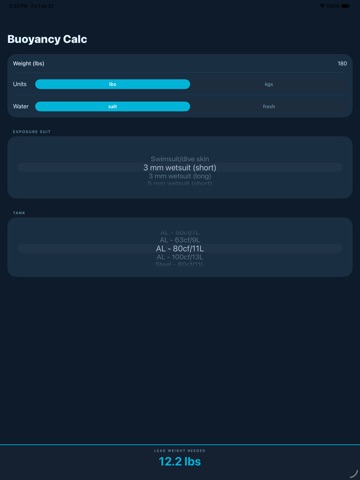 Buoyancy Calc app screenshot 2