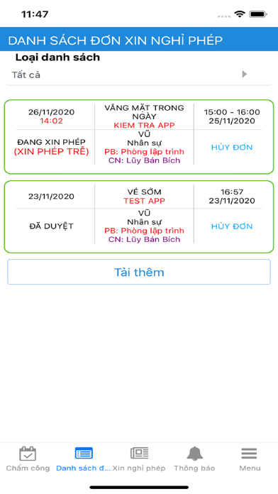 Screenshot #2 pour Hệ thống Chấm công