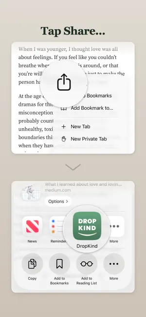 DropKind: Send to Kindle iPhone screenshot 1