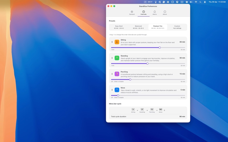 Standflow screenshot