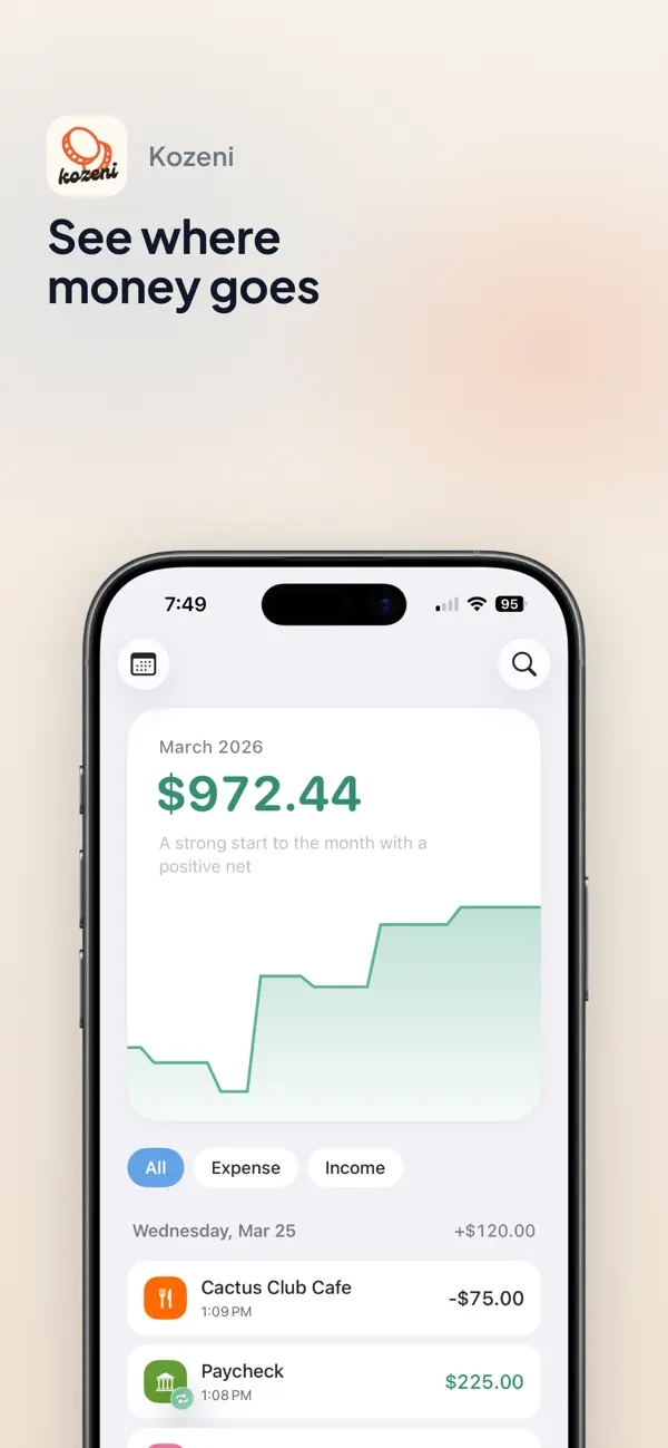 Screenshot #1 pour Kozeni: Mindful Spending