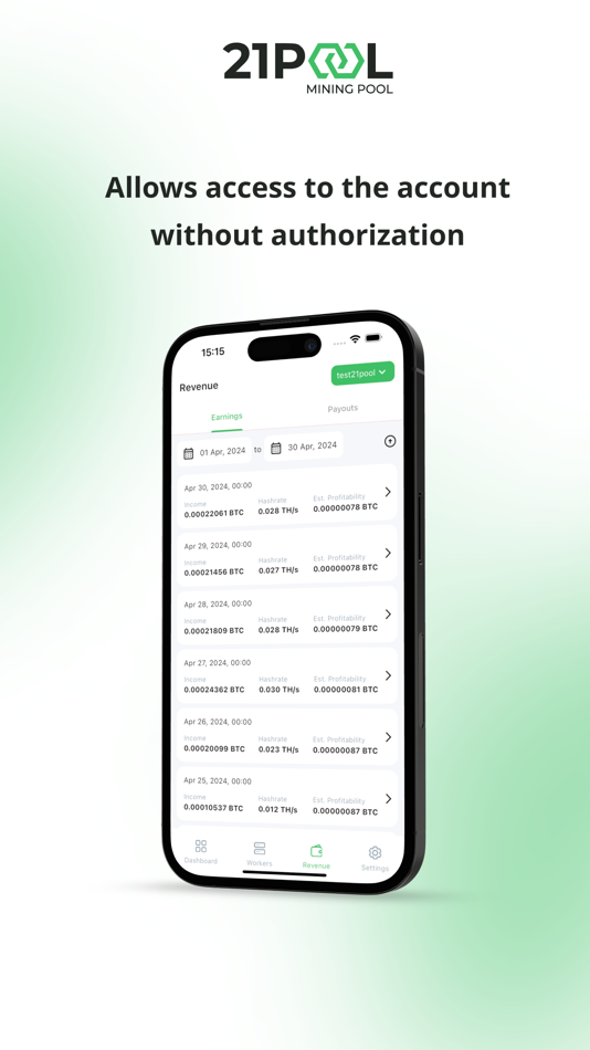 #4. 21Pool – crypto mining pool (iOS) 由: Inter Select Service FZE LLC