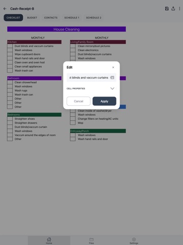 Monthly House Cleaning iPad screenshot