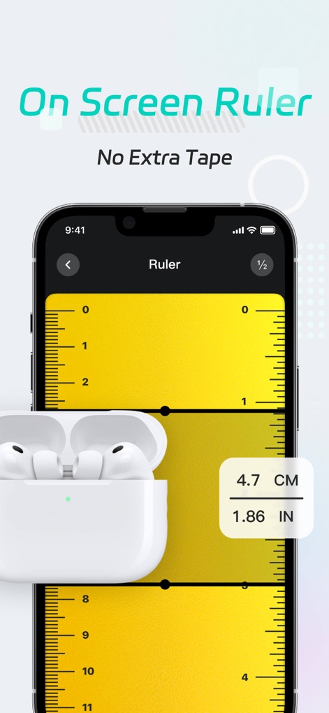 SmartScanner-AI Measure&Count - Mit dem integrierten Bildschirm-Lineal können Objekte direkt am Smartphone vermessen werden, wobei die Anzeige in CM/IN für maximale Flexibilität sorgt.