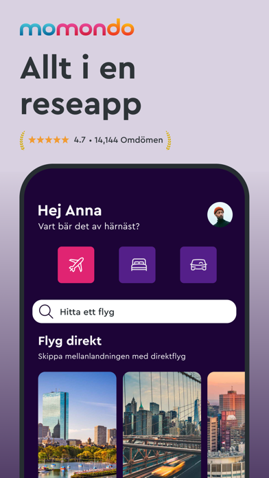 momond‪o‬ Flyg, Hotell, Hyrbil iPhone screenshot 1