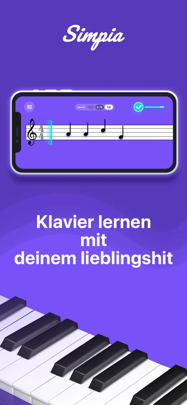 Simpia – Learn piano by songs iOS Mod IPA screenshot 1 - iOS app interface