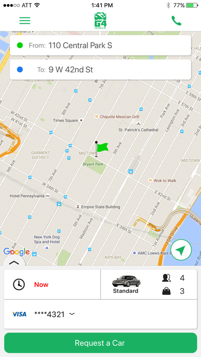 G4 Car Service iPhone screenshot 2 - Navigation app